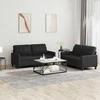 Sofa Sofos komplektas su pagalvėlėmis, 2 dalių, juodas, dirbtinė oda