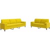 Sofa Sofos komplektas su pagalvėlėmis, 2 dalių, geltonas, aksomas