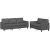 Sofa Sofos komplektas su pagalvėlėmis, 2 dalių, pilkas, dirbtinė oda