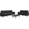 Sofa Sofos komplektas su pagalvėlėmis, 2 dalių, juodas, aksomas
