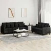Sofa Sofos komplektas su pagalvėlėmis, 2 dalių, juodas, aksomas