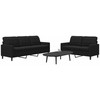 Sofa Sofos komplektas su pagalvėlėmis, 2 dalių, juodas, aksomas