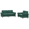 Sofa Sofos komplektas su pagalvėlėmis, 2 dalių, žalias, aksomas