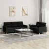 Sofa Sofos komplektas su pagalvėlėmis, 2 dalių, juodas, audinys