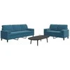 Sofa Sofos komplektas su pagalvėlėmis, 2 dalių, mėlynas, aksomas
