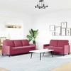 Sofa Sofos komplektas su pagalvėlėmis, 2 dalių, vyno, aksomas