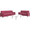 Sofa Sofos komplektas su pagalvėlėmis, 2 dalių, vyno, aksomas