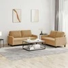 Sofa Sofos komplektas su pagalvėlėmis, 2 dalių, rudas, aksomas