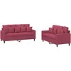 Sofa Sofos komplektas su pagalvėlėmis, 2 dalių, vyno, aksomas