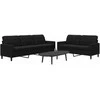 Sofa Sofos komplektas su pagalvėlėmis, 2 dalių, juodas, aksomas