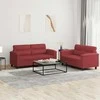 Sofa Sofos komplektas su pagalvėlėmis, 2 dalių, vyno, dirbtinė oda