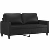 Sofa Sofos komplektas su pagalvėlėmis, 2 dalių, juodas, dirbtinė oda