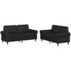 Sofa Sofos komplektas su pagalvėlėmis, 2 dalių, juodas, dirbtinė oda