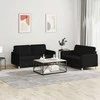 Sofa Sofos komplektas su pagalvėlėmis, 2 dalių, juodas, audinys