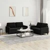 Sofa Sofos komplektas su pagalvėlėmis, 2 dalių, juodas, aksomas