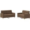Sofa Sofos komplektas su pagalvėlėmis, 2 dalių, rudas, audinys