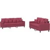 Sofa Sofos komplektas su pagalvėlėmis, 2 dalių, vyno, aksomas