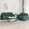 Sofa Sofos komplektas su pagalvėlėmis, 2 dalių, žalias, aksomas