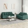 Sofa Sofos komplektas su pagalvėlėmis, 2 dalių, žalias, aksomas