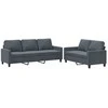 Sofa Sofos komplektas su pagalvėlėmis, 2 dalių, pilkas, aksomas