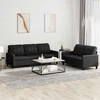 Sofa Sofos komplektas su pagalvėlėmis, 2 dalių, juodas, dirbtinė oda