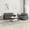 Sofa Sofos komplektas su pagalvėlėmis, 2 dalių, pilkas, dirbtinė oda