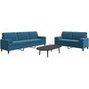 Sofa Sofos komplektas su pagalvėlėmis, 2 dalių, mėlynas, aksomas