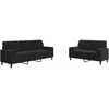 Sofa Sofos komplektas su pagalvėlėmis, 2 dalių, juodas, aksomas