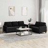 Sofa Sofos komplektas su pagalvėlėmis, 2 dalių, juodas, aksomas