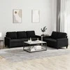 Sofa Sofos komplektas su pagalvėlėmis, 2 dalių, juodas, aksomas
