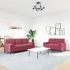 Sofa Sofos komplektas su pagalvėlėmis, 2 dalių, vyno, aksomas