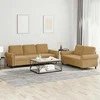 Sofa Sofos komplektas su pagalvėlėmis, 2 dalių, rudas, aksomas