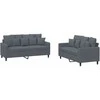 Sofa Sofos komplektas su pagalvėlėmis, 2 dalių, pilkas, aksomas