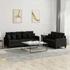 Sofa Sofos komplektas su pagalvėlėmis, 2 dalių, juodas, audinys
