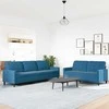 Sofa Sofos komplektas su pagalvėlėmis, 2 dalių, mėlynas, aksomas