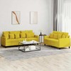 Sofa Sofos komplektas su pagalvėlėmis, 2 dalių, geltonas, aksomas