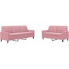 Sofa Sofos komplektas su pagalvėlėmis, 2 dalių, rožinis, aksomas