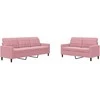 Sofa Sofos komplektas su pagalvėlėmis, 2 dalių, rožinis, aksomas