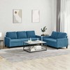 Sofa Sofos komplektas su pagalvėlėmis, 2 dalių, mėlynas, aksomas