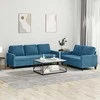 Sofa Sofos komplektas su pagalvėlėmis, 2 dalių, mėlynas, aksomas