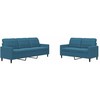 Sofa Sofos komplektas su pagalvėlėmis, 2 dalių, mėlynas, aksomas