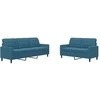 Sofa Sofos komplektas su pagalvėlėmis, 2 dalių, mėlynas, aksomas