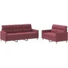 Sofa Sofos komplektas su pagalvėlėmis, 2 dalių, vyno, audinys