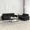 Sofa Sofos komplektas su pagalvėlėmis, 2 dalių, juodas, aksomas