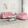 Sofa Sofos komplektas su pagalvėlėmis, 2 dalių, rožinis, aksomas
