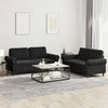 Sofa Sofos komplektas su pagalvėlėmis, 2 dalių, juodas, aksomas