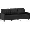 Sofa Sofos komplektas su pagalvėlėmis, 2 dalių, juodas, dirbtinė oda