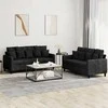 Sofa Sofos komplektas su pagalvėlėmis, 2 dalių, juodas, aksomas