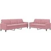 Sofa Sofos komplektas su pagalvėlėmis, 2 dalių, rožinis, aksomas