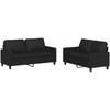 Sofa Sofos komplektas su pagalvėlėmis, 2 dalių, juodas, dirbtinė oda